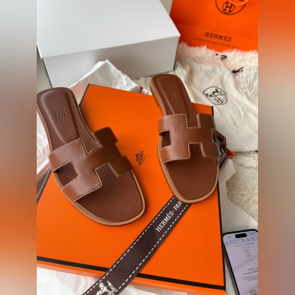 Hermes Brown Oran Sandals